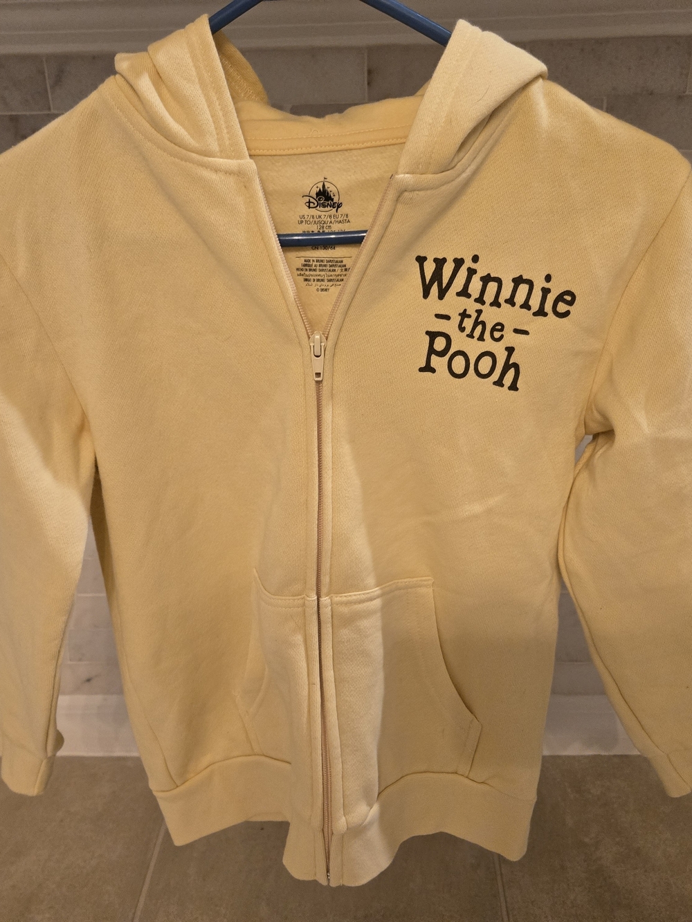Disney Winnie the Pooh Light Yellow Womens Zip-Up Hoodie